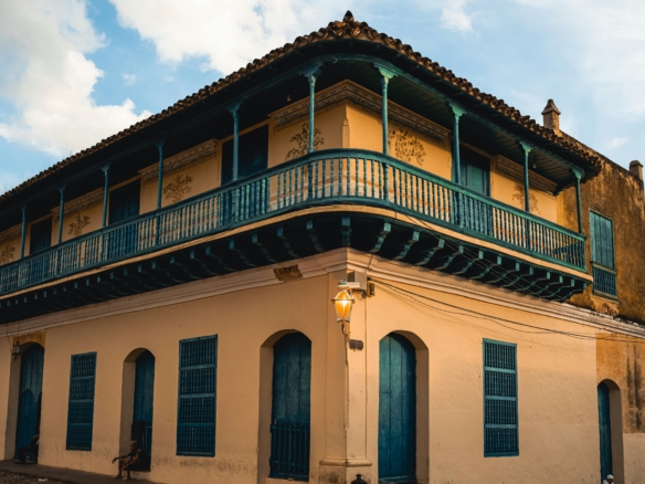 Zaguan and central patio of a colonial house in Old Havana, Cuba